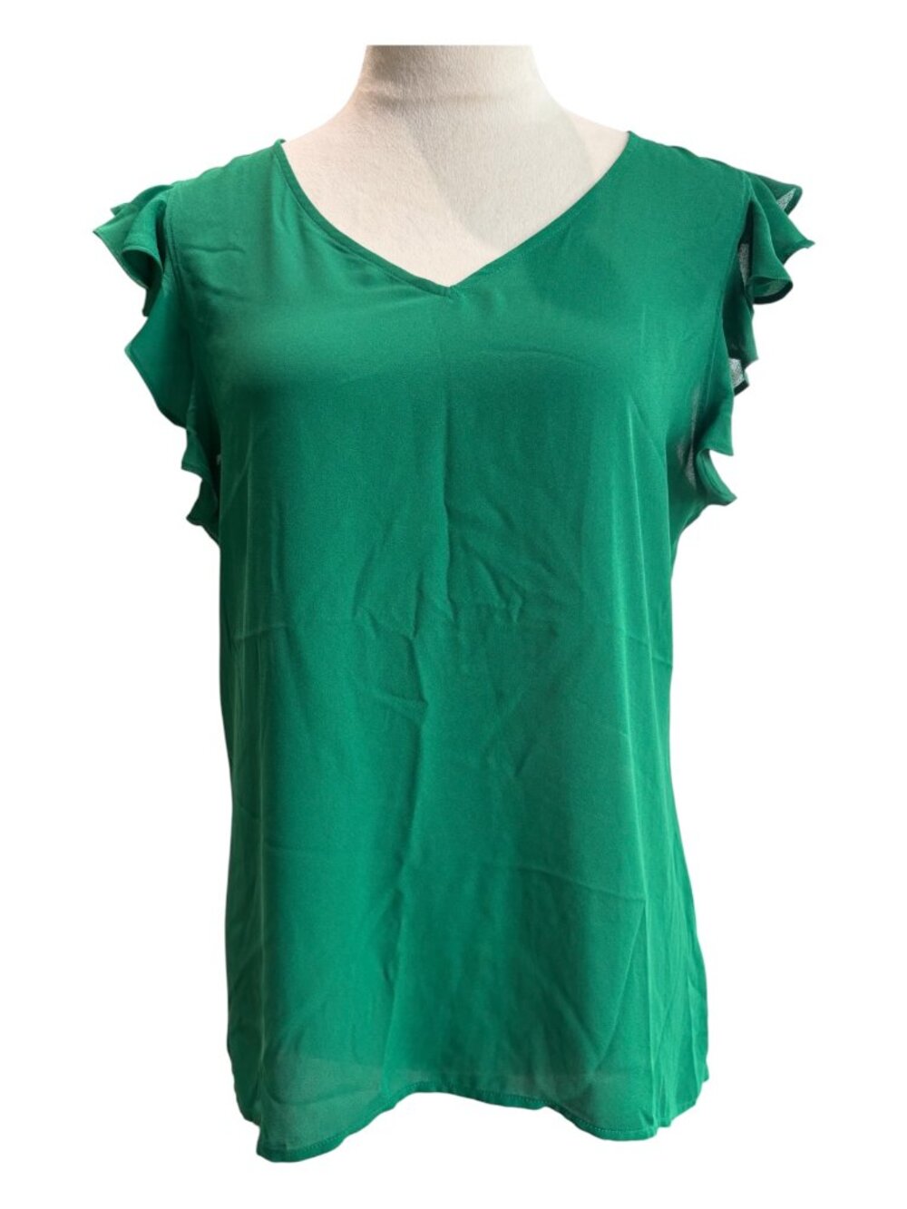Maurices Green Flutter Sleeve V-Neck Blouse - Size L (2653-1)